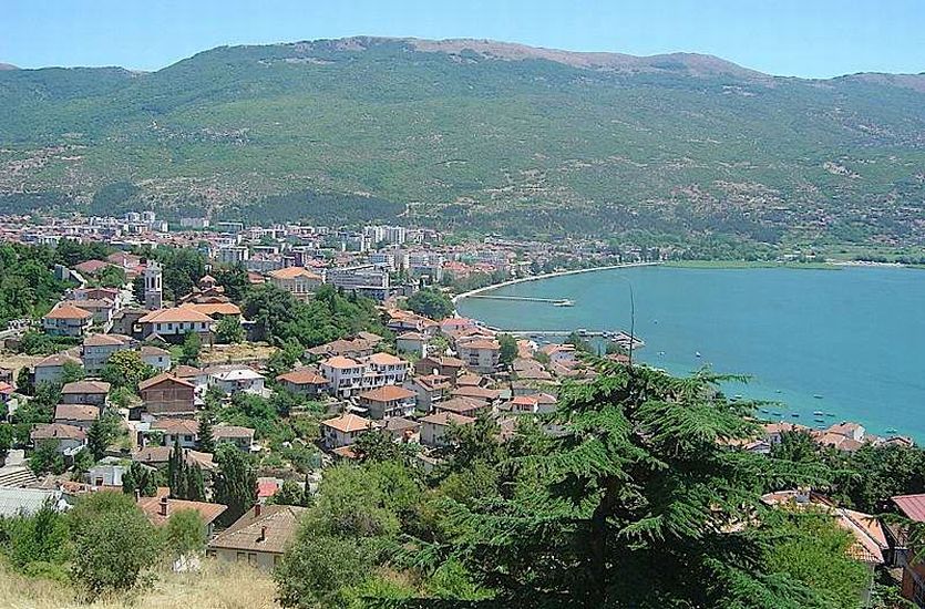 City of Ohrid on Lake Ohrid in Macedonia