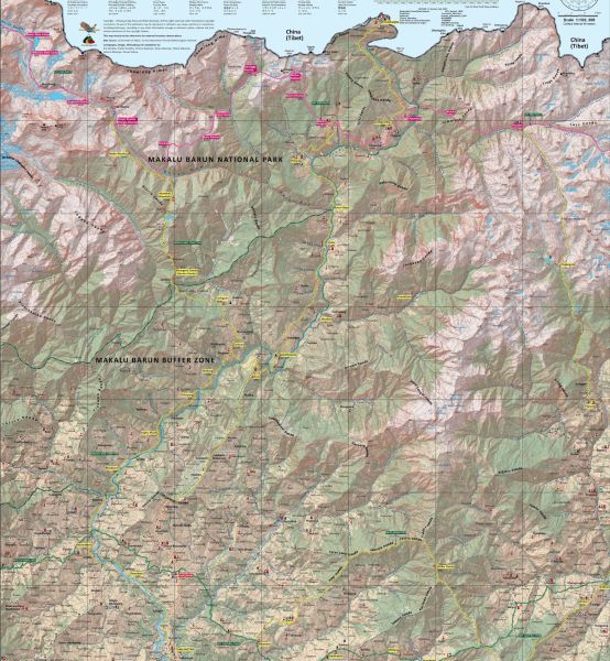 Map of Great Himalayan Trail through the Makalu Himal Region