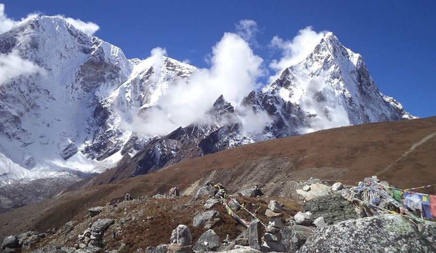 Mount Taboche and Mount Cholatse on route to Everest Base Camp