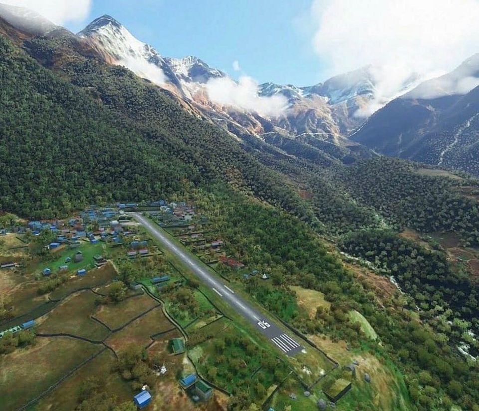 Aerial view of Lukla Aiport