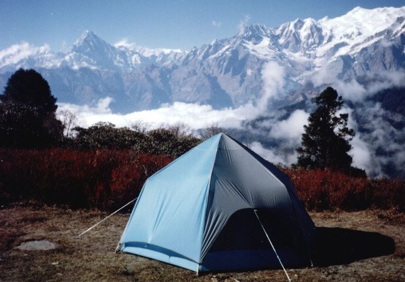 Macchapucchre and the Annapurna Himal on descent from Rambrong Danda