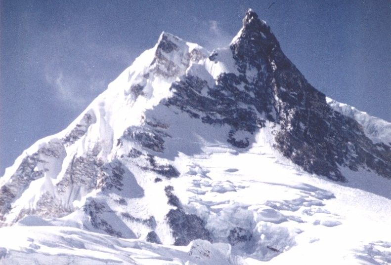 Mount Manaslu on ascent to Larkya La