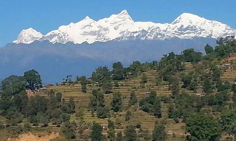 Himal Chuli and the Baudha Peak from near Gorkha