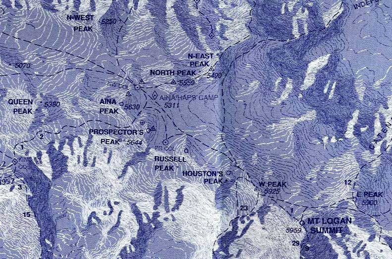 Map of Mount Logan in the Yukon Territory of Canada