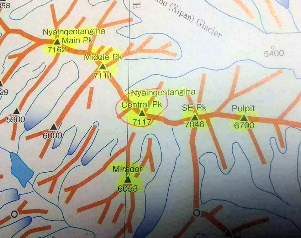 Map of Noijin Kangsang in Tibet