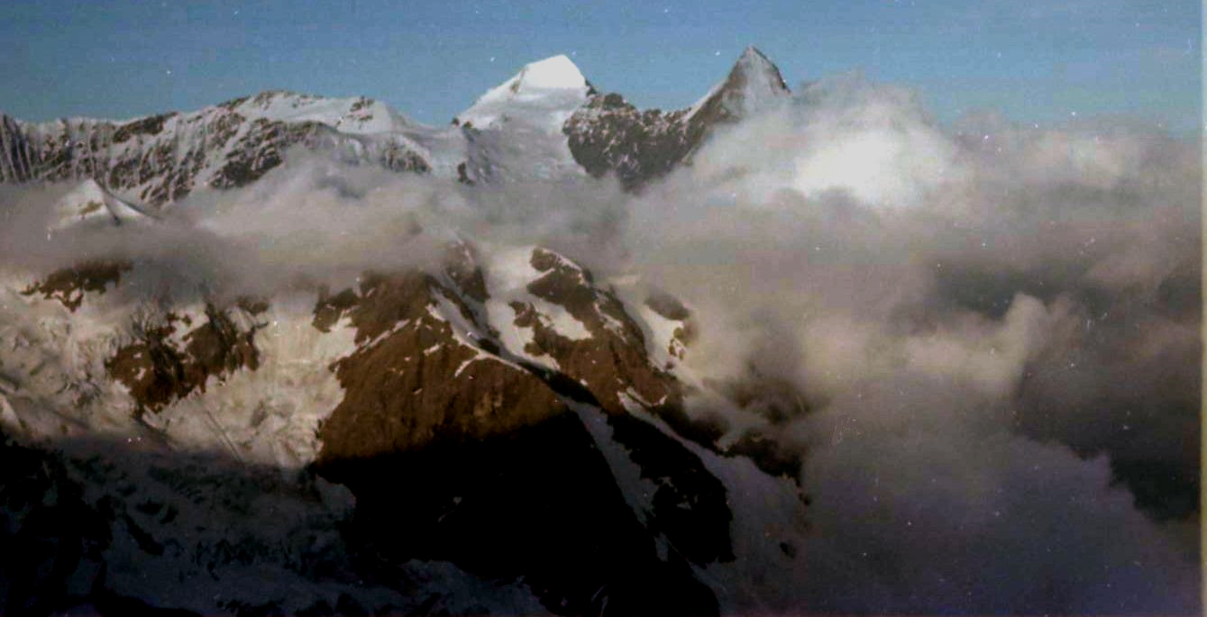 Eiger East Face and Monch on route to Strahlegg Hut