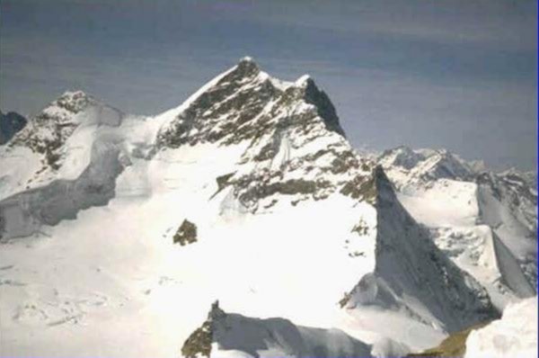 Jungfrau from Monch in the Bernese Oberlands region of the Swiss Alps