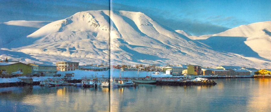 Mount Holshyrna above Dalvik in Eyjafjordur in Iceland