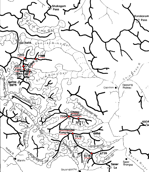 Location Map for Mamostong Kangri in the Indian Himalaya