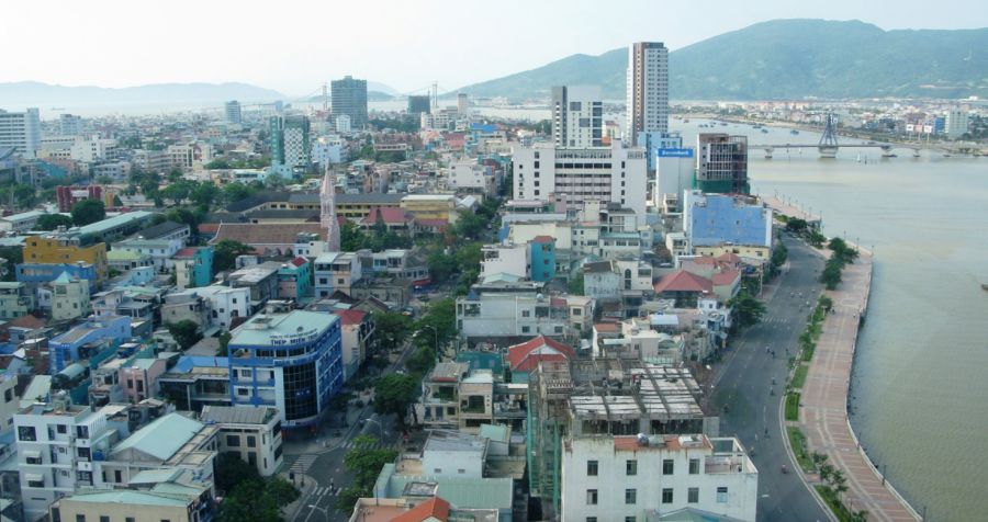 Aerial view of Danang and Han River