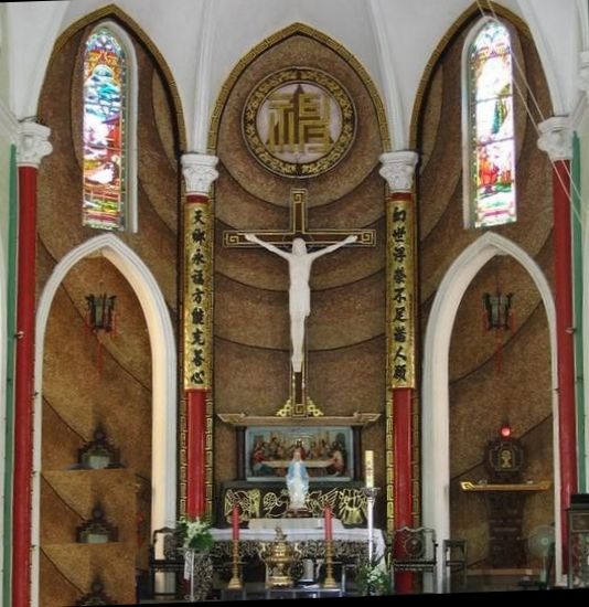 Interior of Cha Tam Church in Cholon ( Chinatown ) in Saigon ( Ho Chi Minh City )