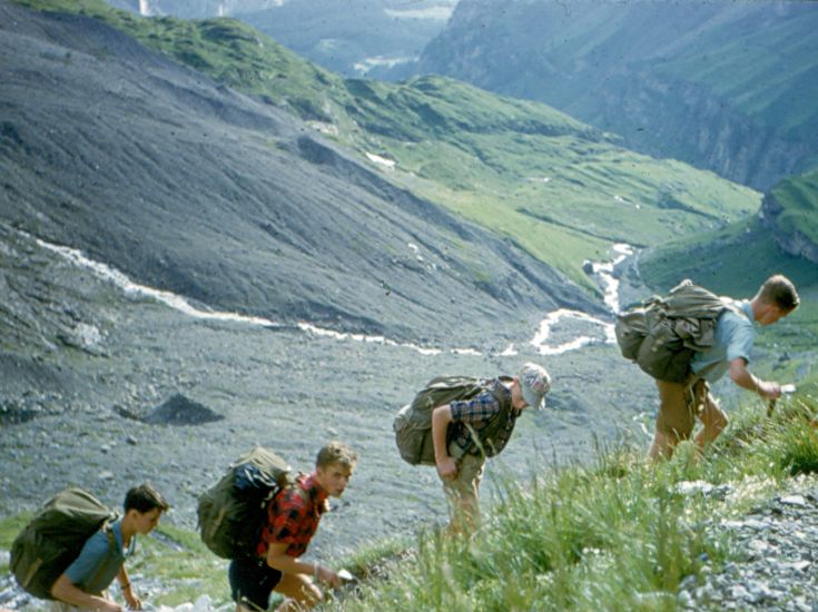 On ascent to Blumlisalp hut in the Bernese Oberlands of the Swiss Alps