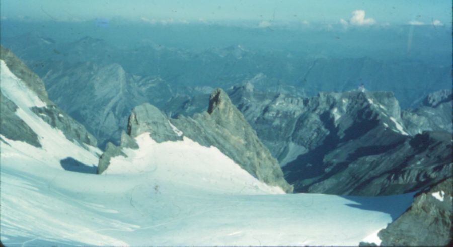 View on ascent of Morganhorn in the Bernese Oberlands of the Swiss Alps