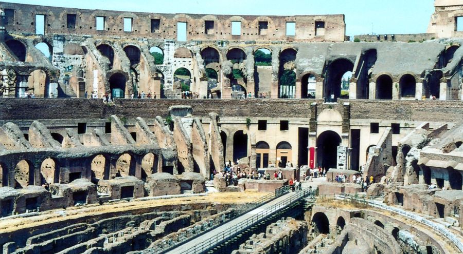 Members of 24th Glasgow ( Bearsden ) Scout Group at the Colosseum in Rome