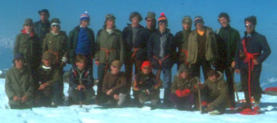 24th Glasgow ( Bearsden ) Scout Group on summit of the Wildstrubel in the Bernese Oberlands Region of the Swiss Alps