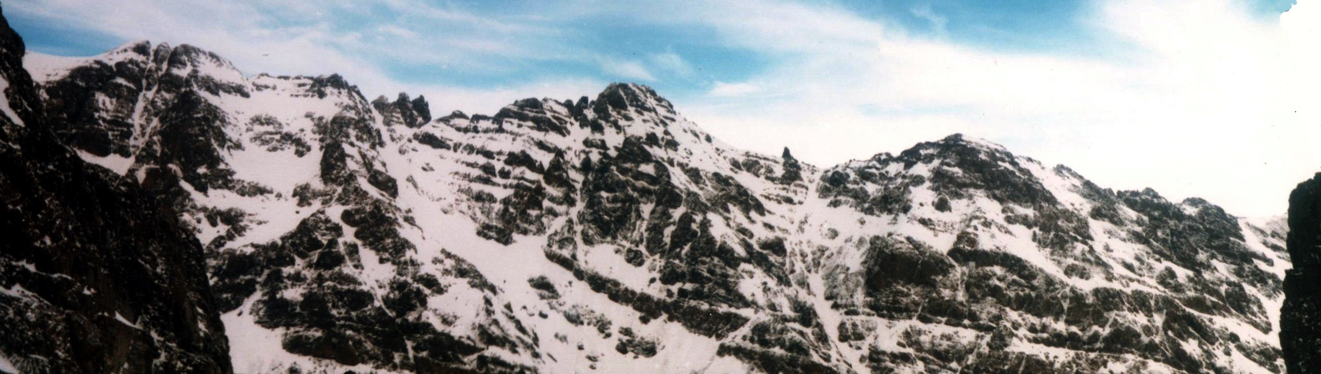 View of the High Atlas from Djebel Toubkal - highest mountain in Morocco