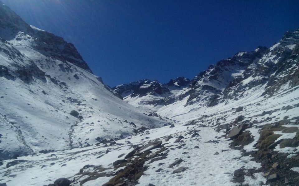 Ascent route on Djebel Toubkal in the High Atlas