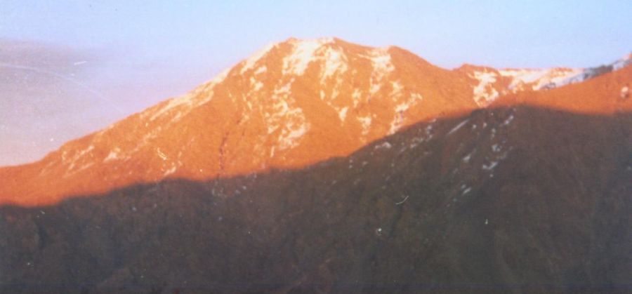 Sunset on the High Atlas on approach to Okaimeden in Morocco