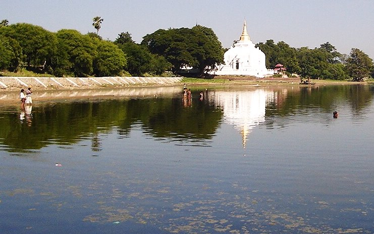 Lakeside Stupa at ancient city of Amarapura 