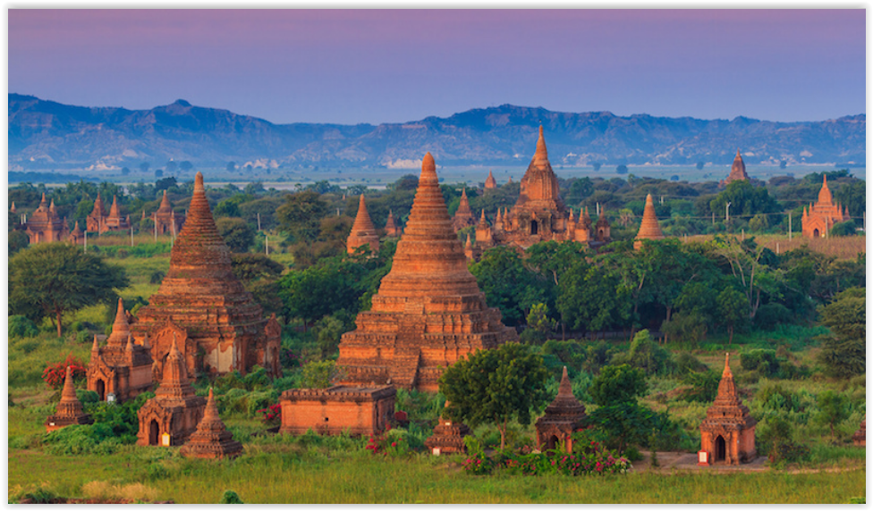 View over the temples of Bagan in central Myanmar / Burma