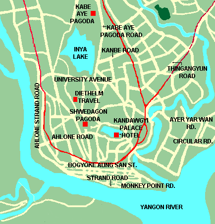 Map of Rangoon ( Yangon )