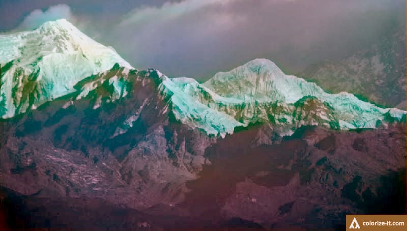 Mount Kabru and Kabru Dome in the Kangchenjunga Range from Sikkim in NE India