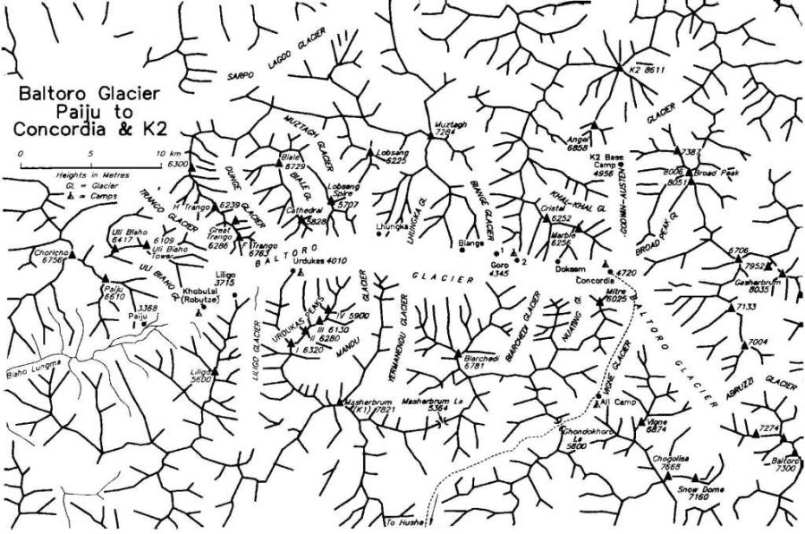 Map of the Concordia Region of the Pakistan Karakorum