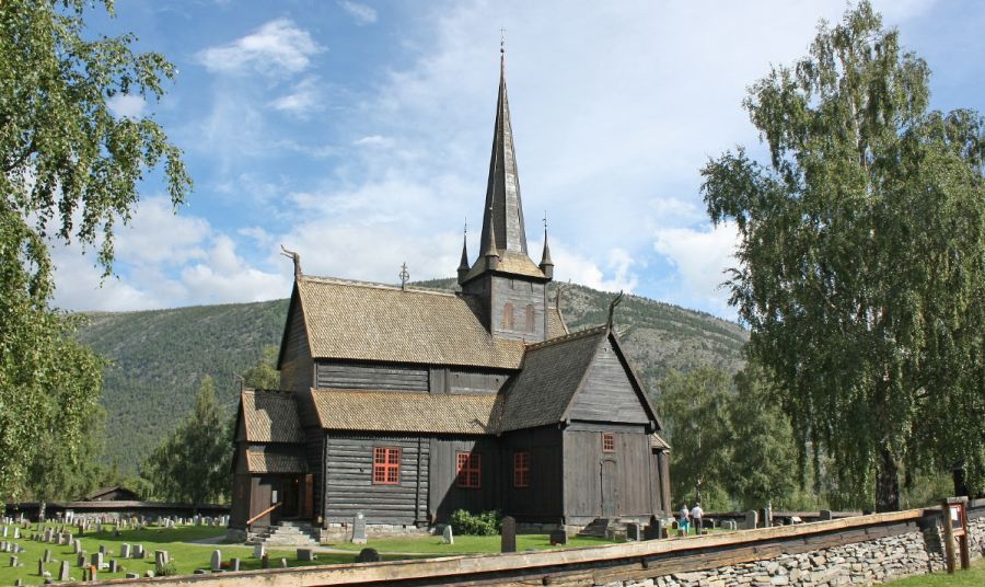 Stave Church in Lom in the Jotunheim region of Norway