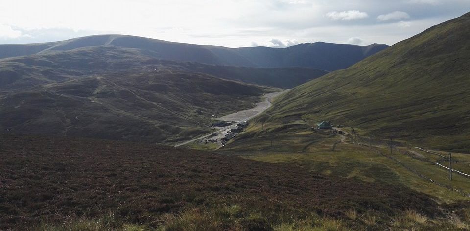 Glas Maol and Creag Leacath above Glenshee Ski Centre from Carn Aosda