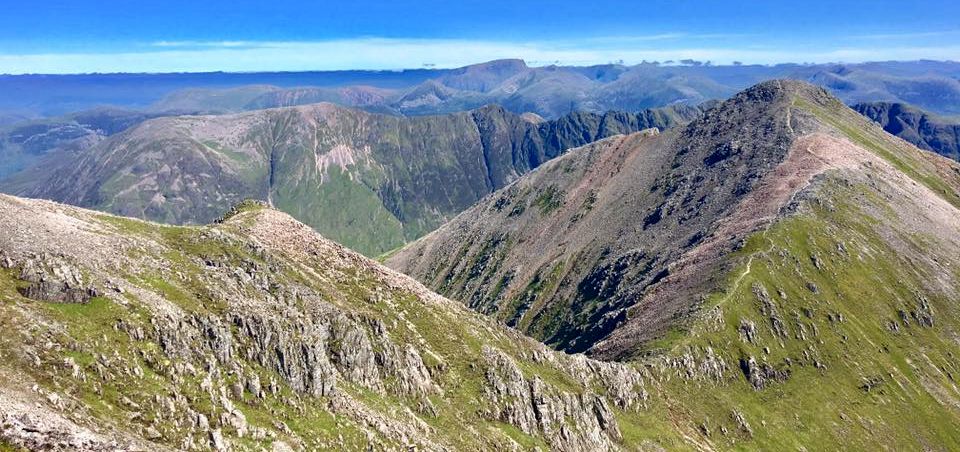 Aonach Eagach and ridge from Bidean nam Bian to Stob Coire Sgreamhach