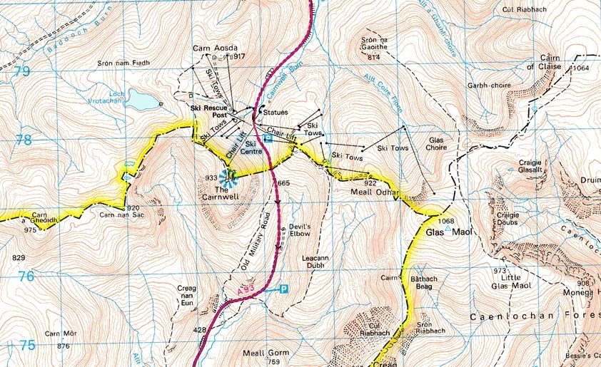 Map of Glenshee Ski Centre in the Eastern Highlands