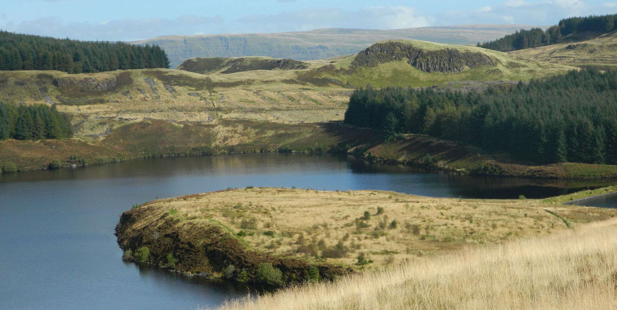 Campsie Fells and Dunellan beyond  Cochno Loch  from Cochno Hill