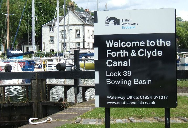 Lock at Bowling Basin at entrance to Forth and Clyde Canal from River Clyde