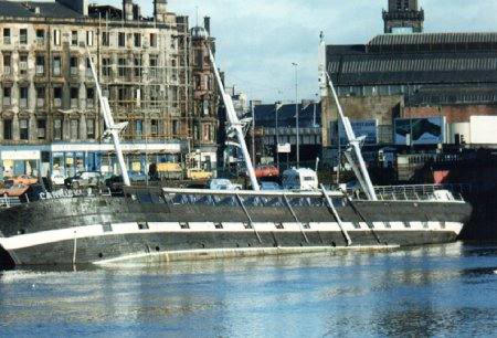 The "Carrick", old clipper, at the Broomielaw on River Clyde in Glasgow city centre