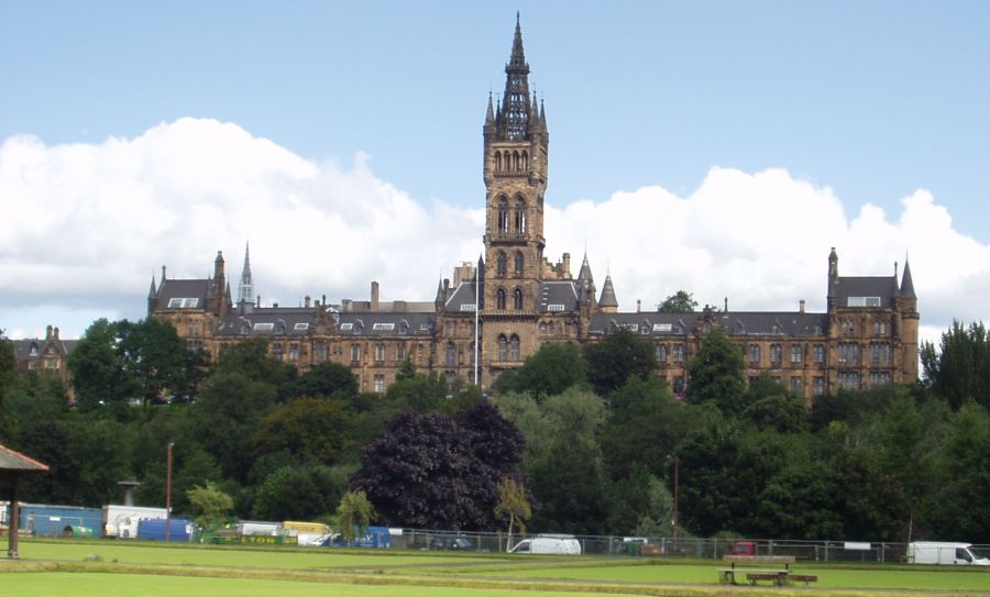 Glasgow University from Kelvingrove Park