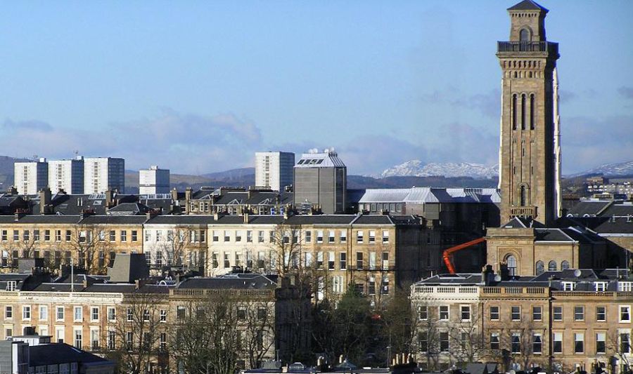 Science Tower and Towers of Trinity College from the Forth and Clyde Canal