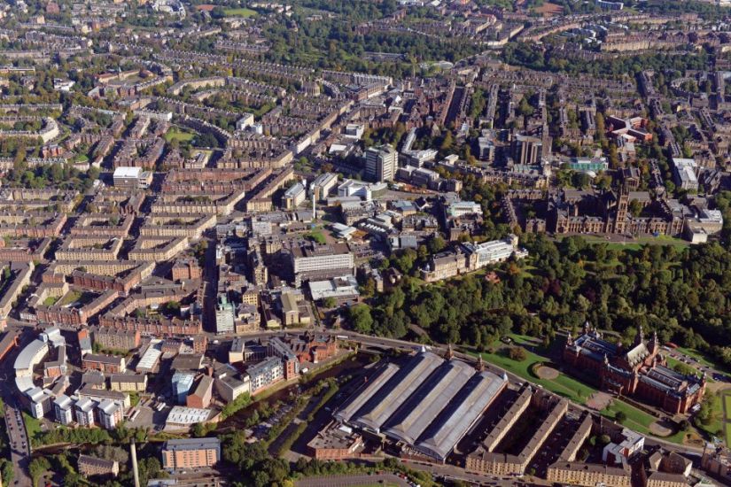 Aerial view of Glasgow Museum and Art Gallery at Kelvingrove