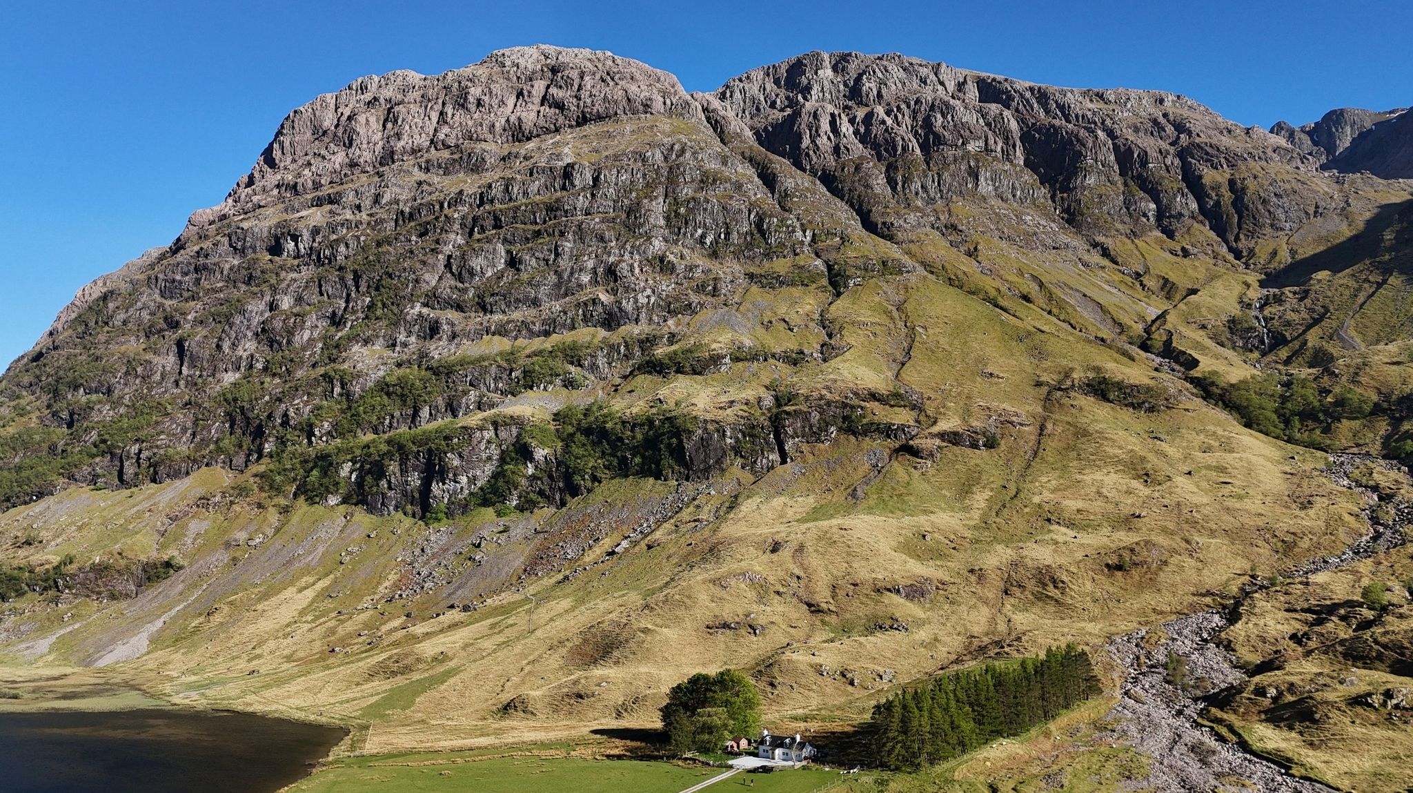 Cottage at Achnambeithach beneath East Face of Aonach Dubh