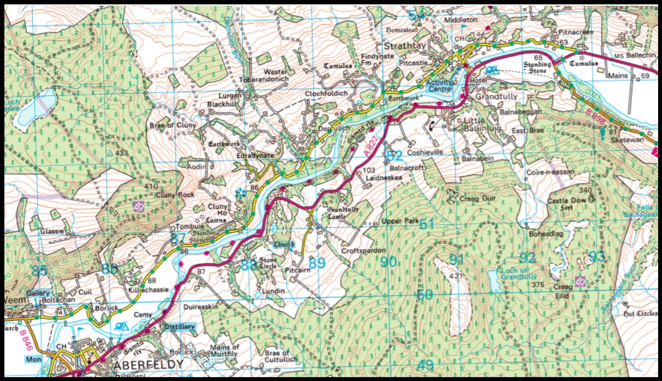 Map of River Tay at Aberfeldy