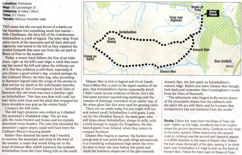 Map and access route description for Schiehallion