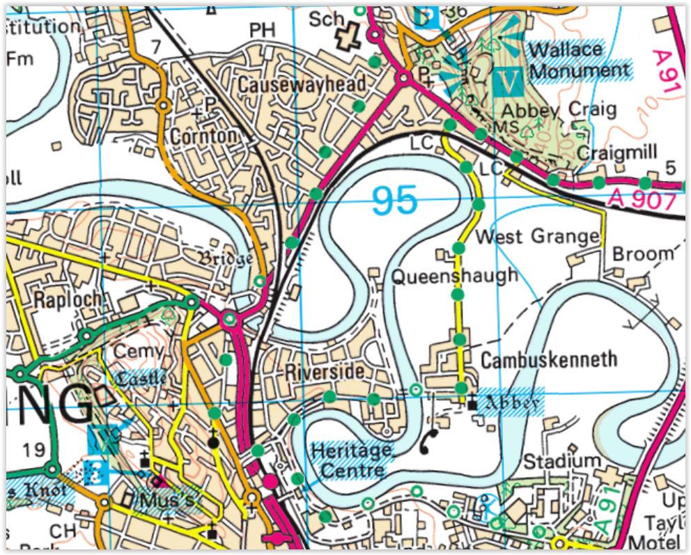 Map of Stirling and Wallace Monument