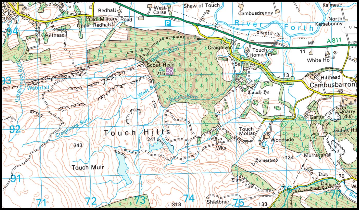 Map of the Touch Hills