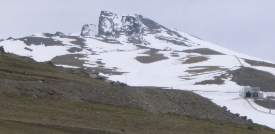 Veleta ( 3470m ) above Solynieve Ski Centre in the Sierra Nevada in Southern Spain