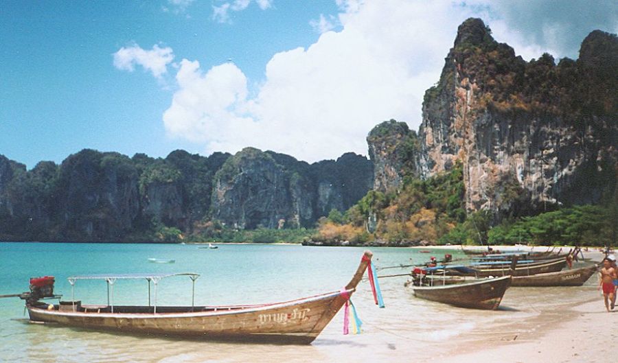 Limestone Cliffs at Hat Rai Leh ( West ) at Phra Nang near Krabi in Southern Thailand