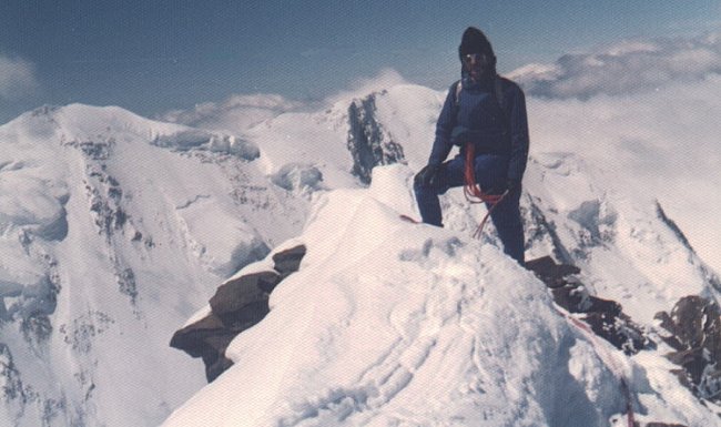 Lyskamm and Pollux from Summit Ridge of Monte Rosa