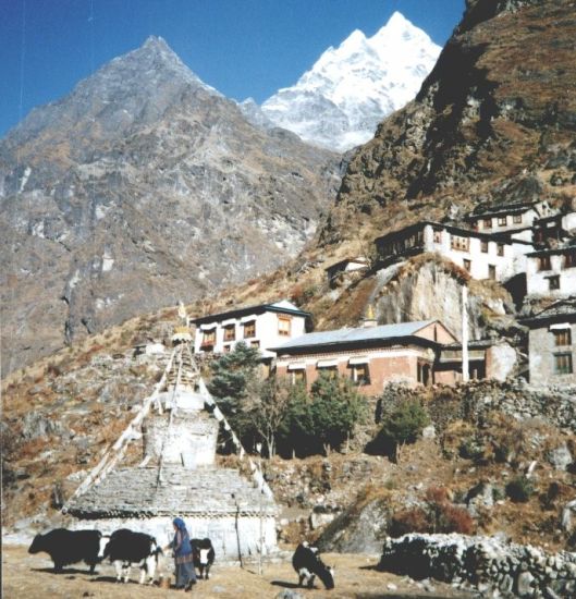 Beding Village beneath Gauri Shankar in the Rolwaling Valley